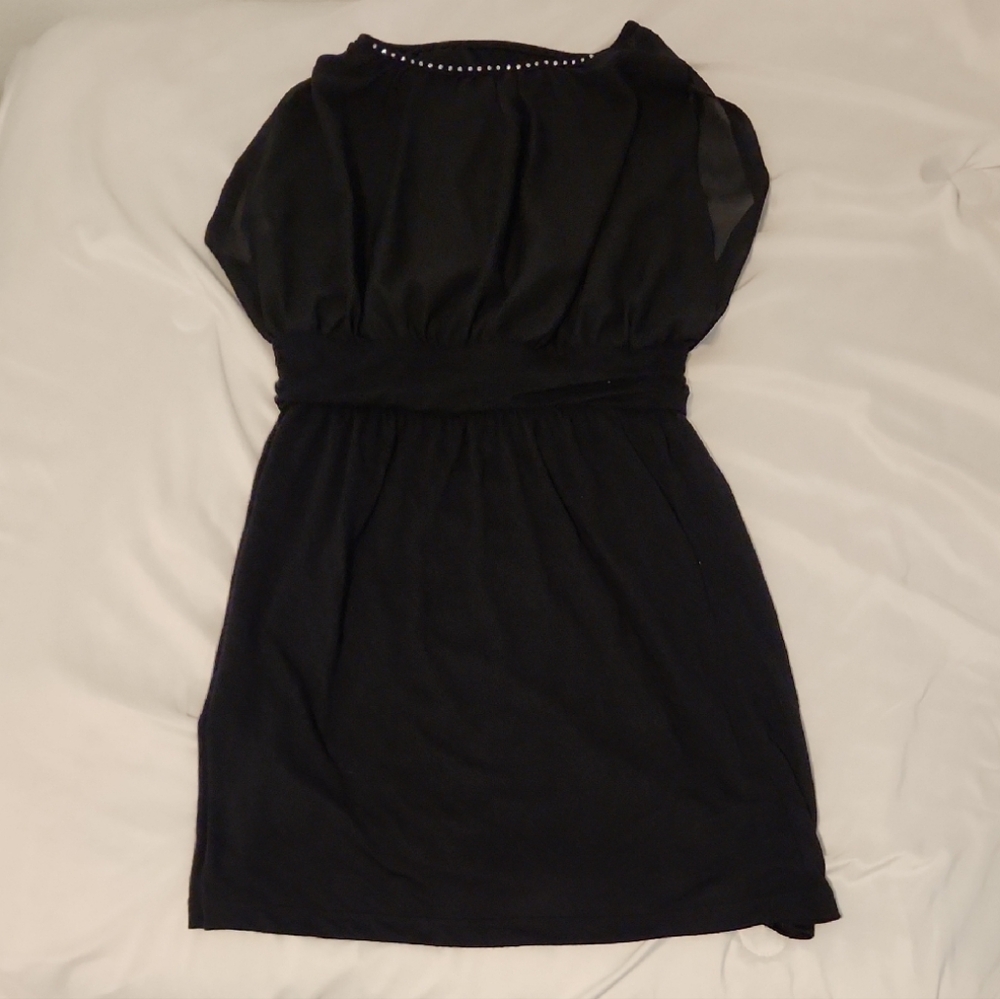 Avon Black Short Cocktail Dress with Accent Neck